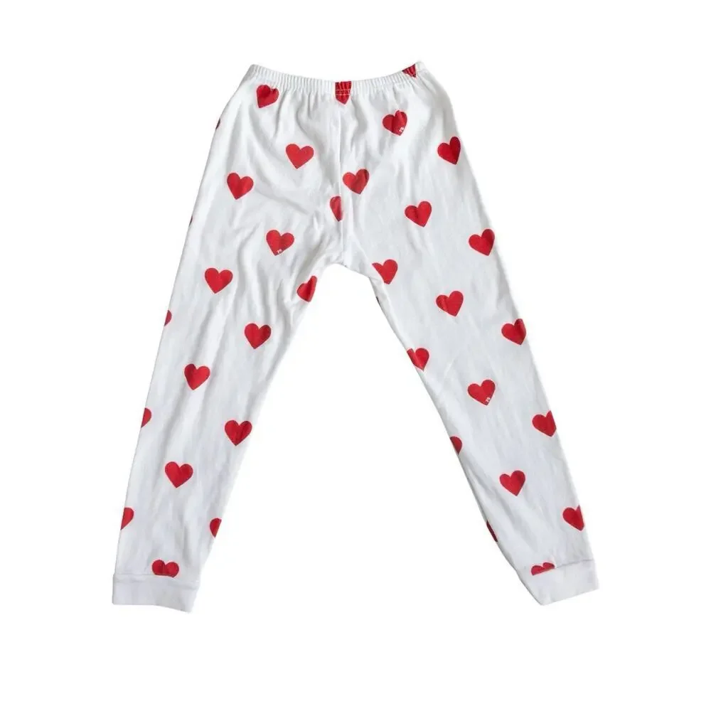 Petit Bateau Heart Sleepwear Red White Girls 5T Valentine’s Pajama Set